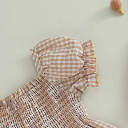 Puff Sleeve Plaid Toddler Dress