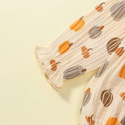 Long Sleeve Ruffled Halloween Baby Romper