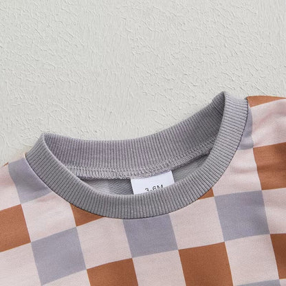 Long Sleeve Plaid Baby Bodysuit