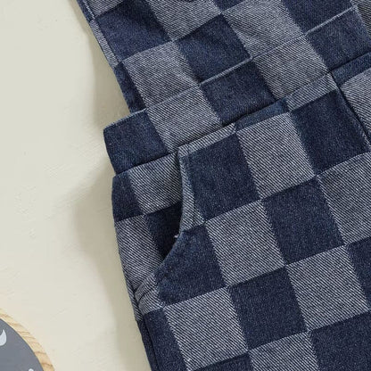 Sleeveless Checkered Toddler Romper