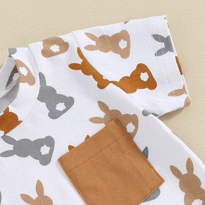 Easter Bunny Brown Shorts Baby Set