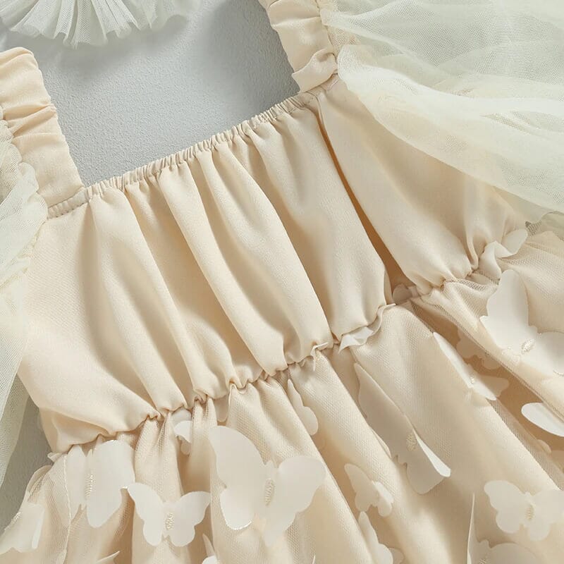 Long Sleeve Butterfly Lace Toddler Dress