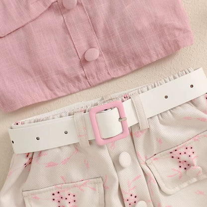Sleeveless Bow Belted Skirt Toddler Set