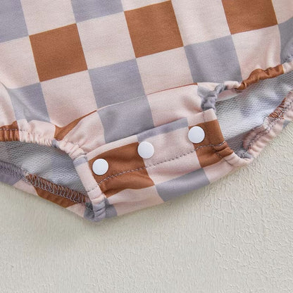 Long Sleeve Plaid Baby Bodysuit