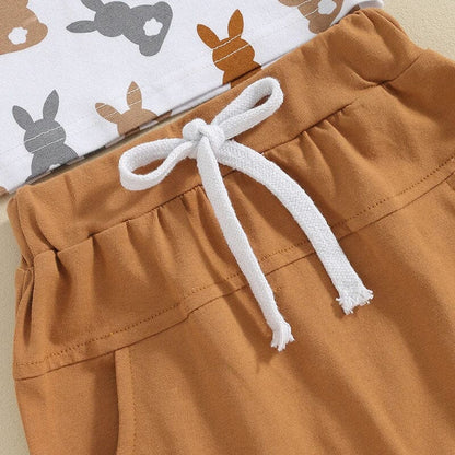 Easter Bunny Brown Shorts Baby Set