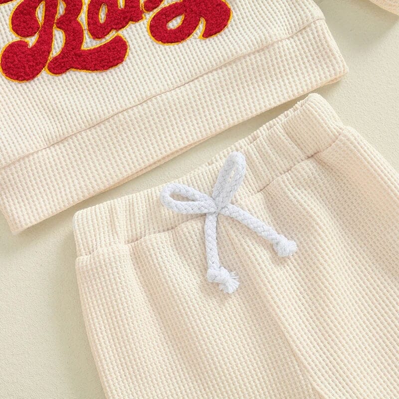 Long Sleeve Waffle Santa Baby Set