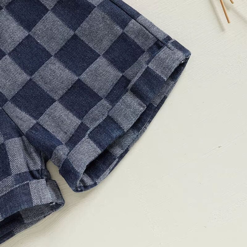 Sleeveless Checkered Toddler Romper