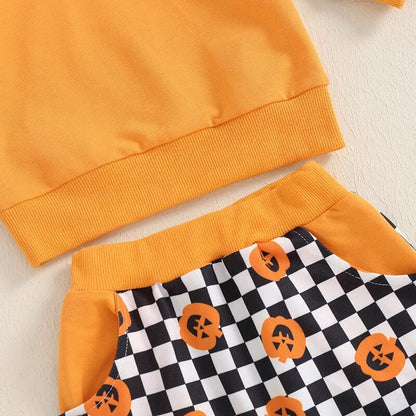 Halloween Checkered Hooded Toddler Set