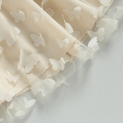 Long Sleeve Butterfly Lace Toddler Dress