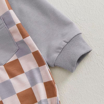 Long Sleeve Plaid Baby Bodysuit