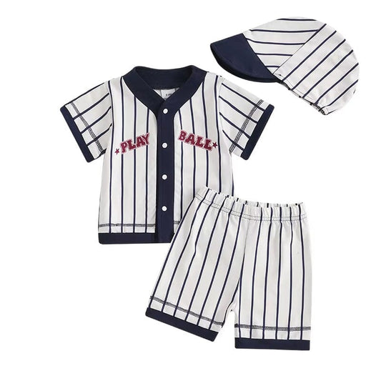 Short Sleeve Striped Play Ball Toddler Set