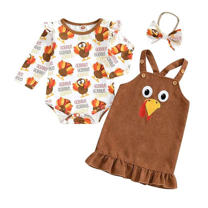 Thanksgiving Suspender Skirt Baby Set