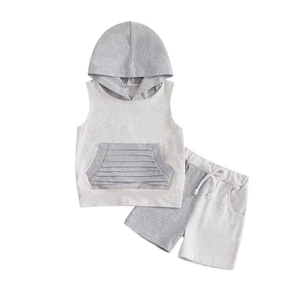 Sleeveless Hoodie Pocket Baby Set