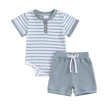 Short Sleeve Striped Baby Set