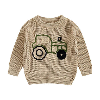 Tractor Knit Baby Sweater