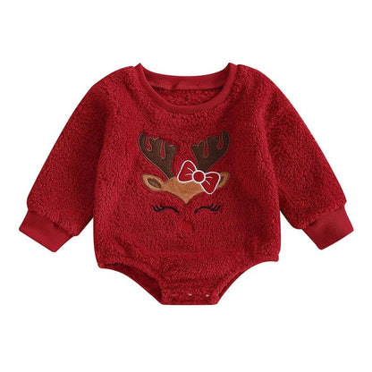 Miss Reindeer Fleece Baby Romper