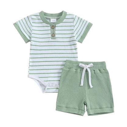 Short Sleeve Striped Baby Set