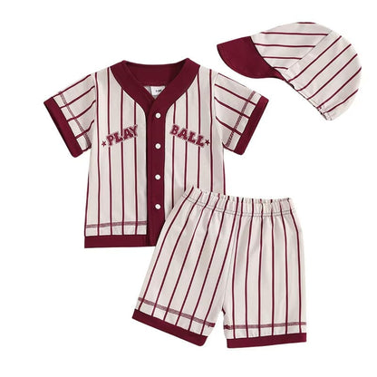 Short Sleeve Striped Play Ball Toddler Set