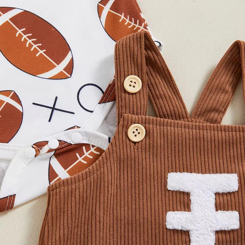Long Sleeve Football Ruffled Dress Baby Set