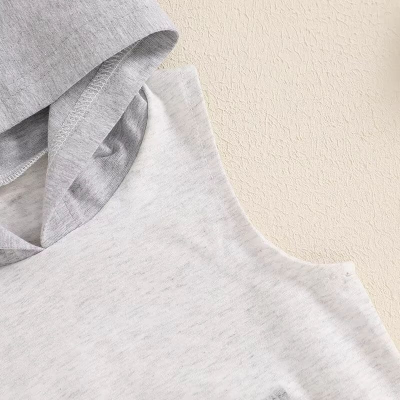 Sleeveless Hoodie Pocket Baby Set