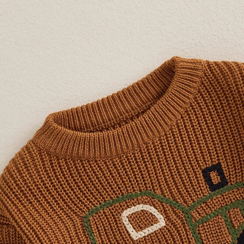 Tractor Knit Baby Sweater