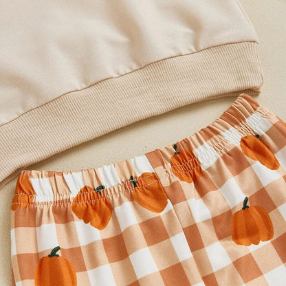 Pumpkin Plaid Flared Pants Baby Set