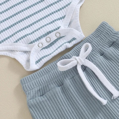 Short Sleeve Striped Baby Set