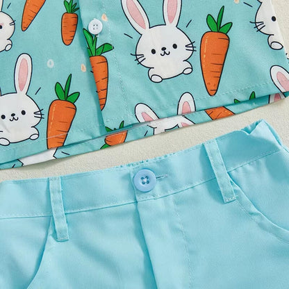 Short Sleeve Solid Shorts Easter Toddler Set