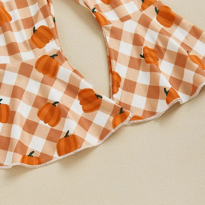 Pumpkin Plaid Flared Pants Baby Set