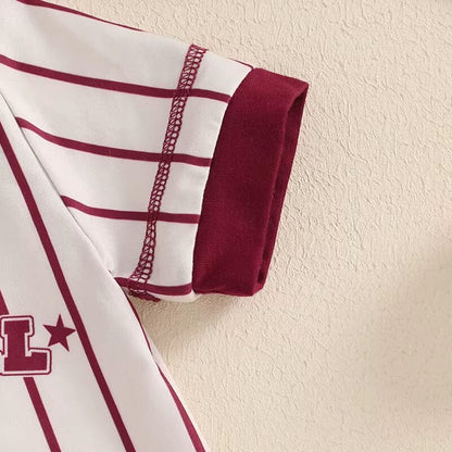 Short Sleeve Striped Play Ball Toddler Set
