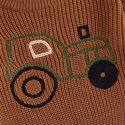 Tractor Knit Baby Sweater