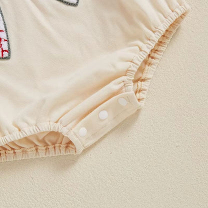 Short Sleeve Baseball Bow Baby Bodysuit