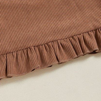 Long Sleeve Football Ruffled Dress Baby Set