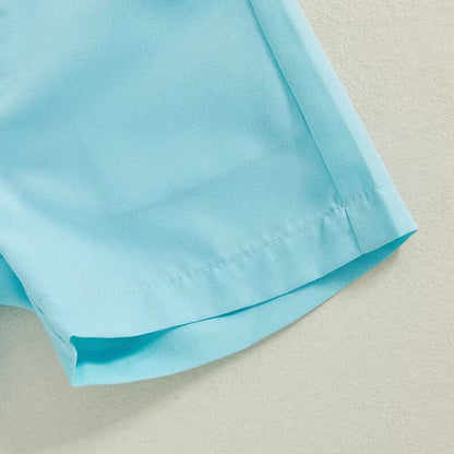 Short Sleeve Solid Shorts Easter Toddler Set