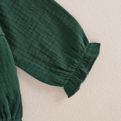 Long Sleeve Solid Ruffled Romper