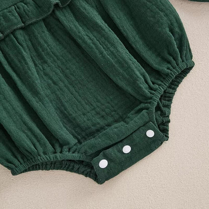 Long Sleeve Solid Ruffled Romper