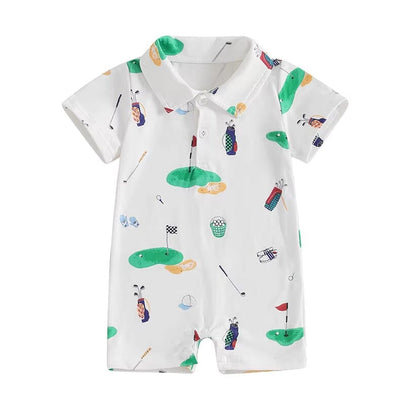 Short Sleeve Collar Golf Baby Romper