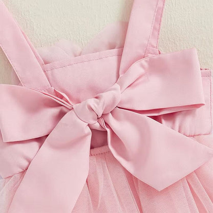 Pink Bow Tulle Baby Romper