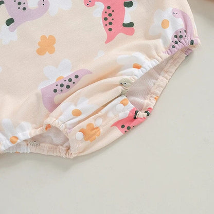 Long Sleeve Dino Floral Baby Romper