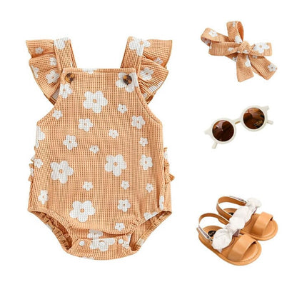 Floral Waffle Baby Romper