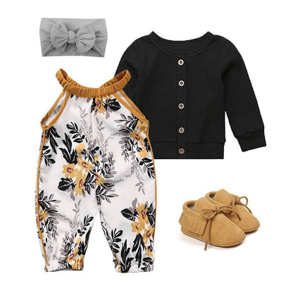 Mustard Floral Pant Baby Romper