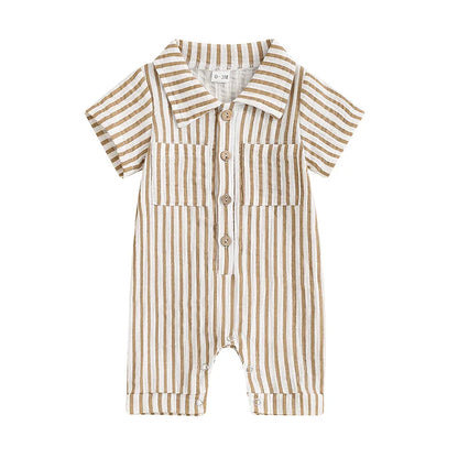 Striped Collared Baby Jumpsuit