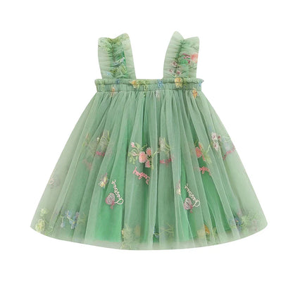 Embroidered Floral Tulle Princess Dress
