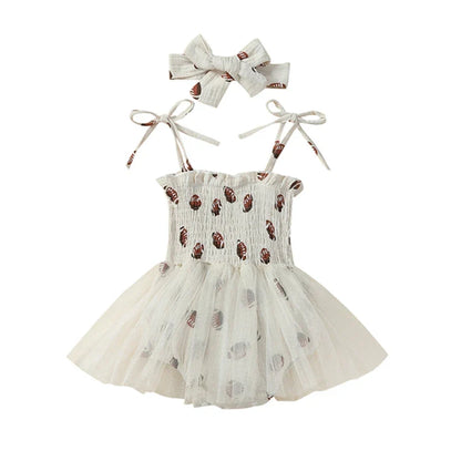 Football Tulle Baby Romper