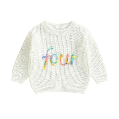 Birthday Rainbow Embroidery Toddler Sweater