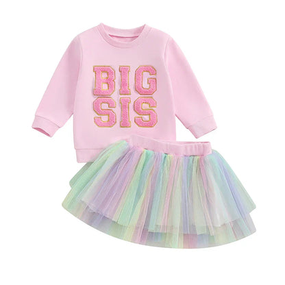 Big Sis Rainbow Tulle Skirt Set