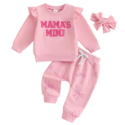 Long Sleeve Ruffle Mama's Mini Bow Set