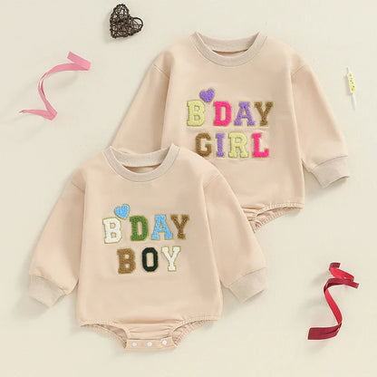 Birthday Chenille Letter Baby Bodysuit