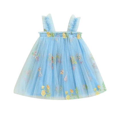 Embroidered Floral Tulle Princess Dress