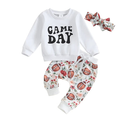 Long Sleeve Game Day Football Girls Pants Set